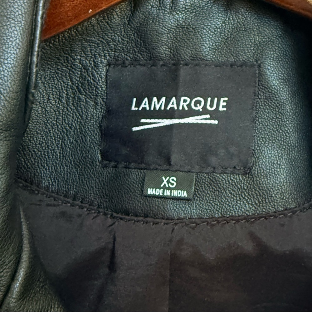 LAMARQUE Floral Embroidered Black Leather Moto Jacket XS - Picture 3 of 11
